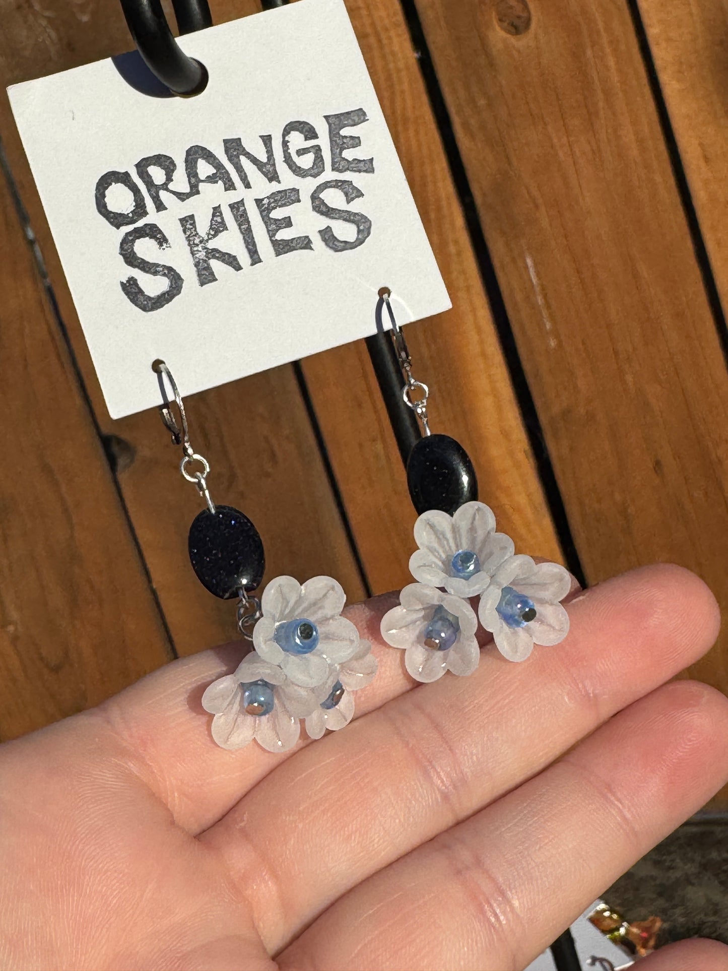 Blue Goldstone lily bunch earrings